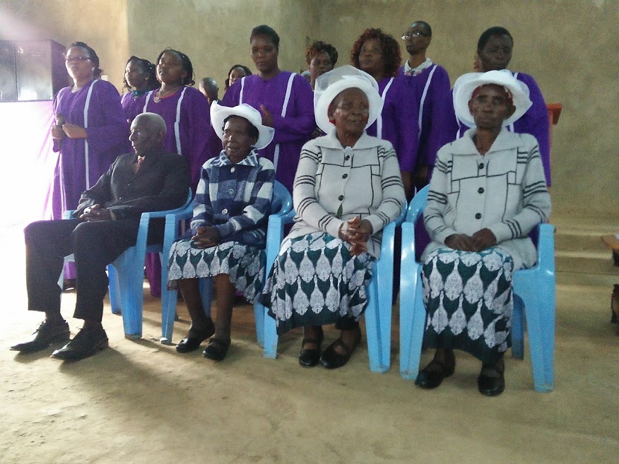 An image of early believers during a church event dedicated to them in May 2021 (From left- Mr Felix Nkanata, Mrs Harriet Morris, Mrs Jennifer Kirima, Mrs Cecilia Cosmas)